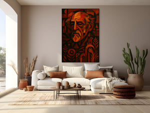 Large abstract pieces in neutral tones (black, white, beige, gold).
Minimalist interiors (penthouse, modern office, gallery-style walls).
Close-up detail shots to highlight texture & luxury finish.